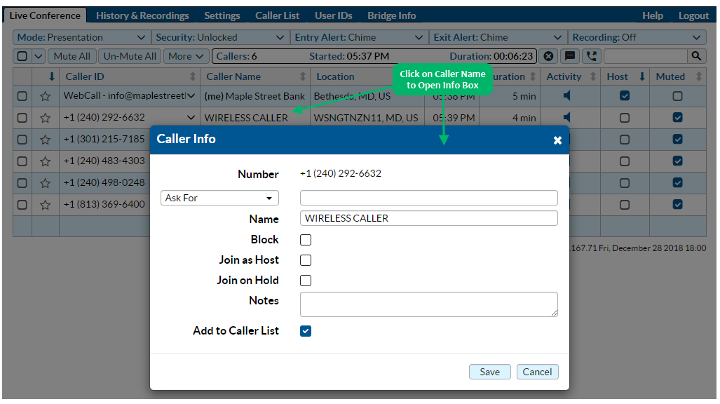 Assign Caller Name